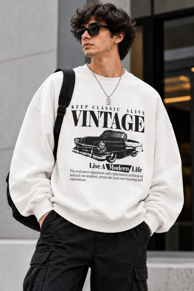 Vintage Car Oversized Sweatshirt